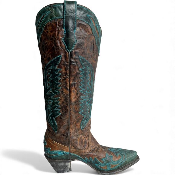 Corral Leather Western Cowgirl Snip Toe Tall Boots Women's 8 M - Picture 8 of 16